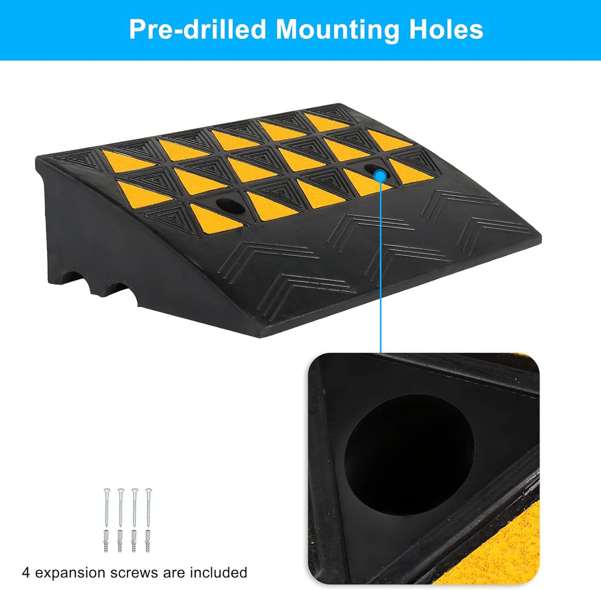 2PCS 6 Rubber Car Curb Ramps, Anti-Slip Heavy Duty Threshold Ramp with Expansion Bolts H323828