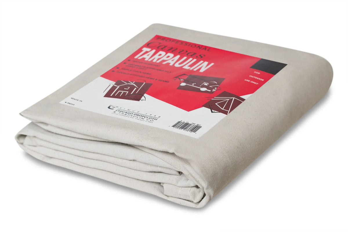 White 8 x 10 ft Canvas Tarp Cloth R3419