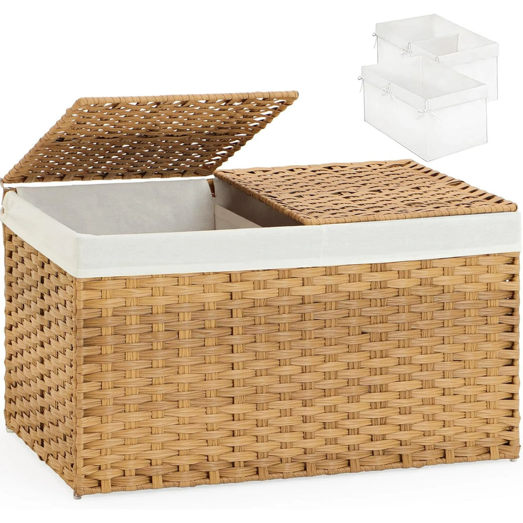 Natural Woven Rattan Storage Basket with Lid 42.3 Gallon S217