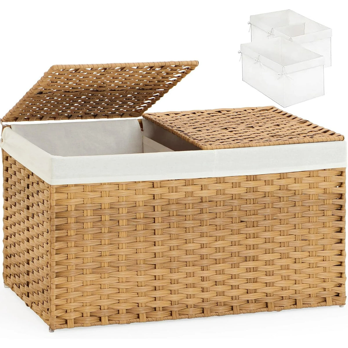 Natural Woven Rattan Storage Basket with Lid 42.3 Gallon S217