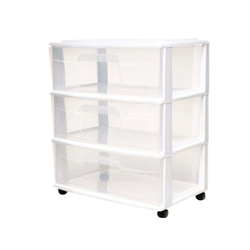 3-Tier Clear Plastic Storage Organizer Cart with Wheels S69418