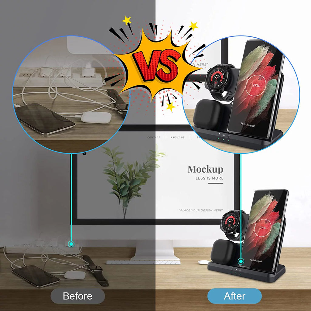 3 in 1 Wireless Charger Black C685933