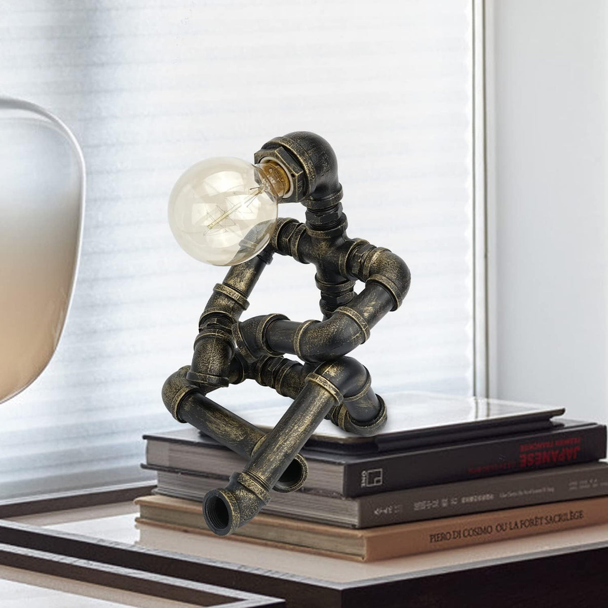 Bronze Iron Pipe Table Lamp with Button Switch U6013