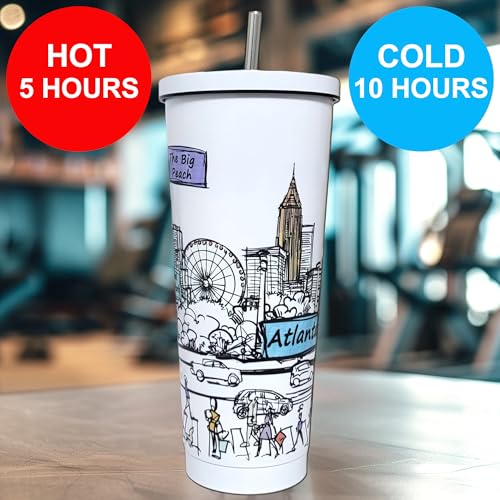 25 Oz Vacuum Insulated Stainless Steel Tumbler with Lids & Straw K5374