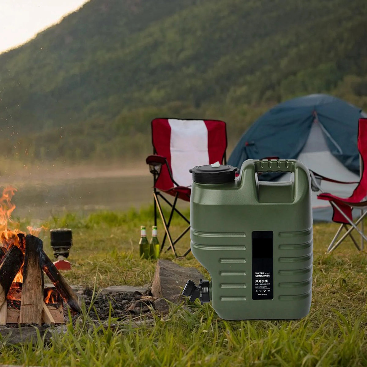 Green 18L Camping Water Storage Jug with Spigot W61924