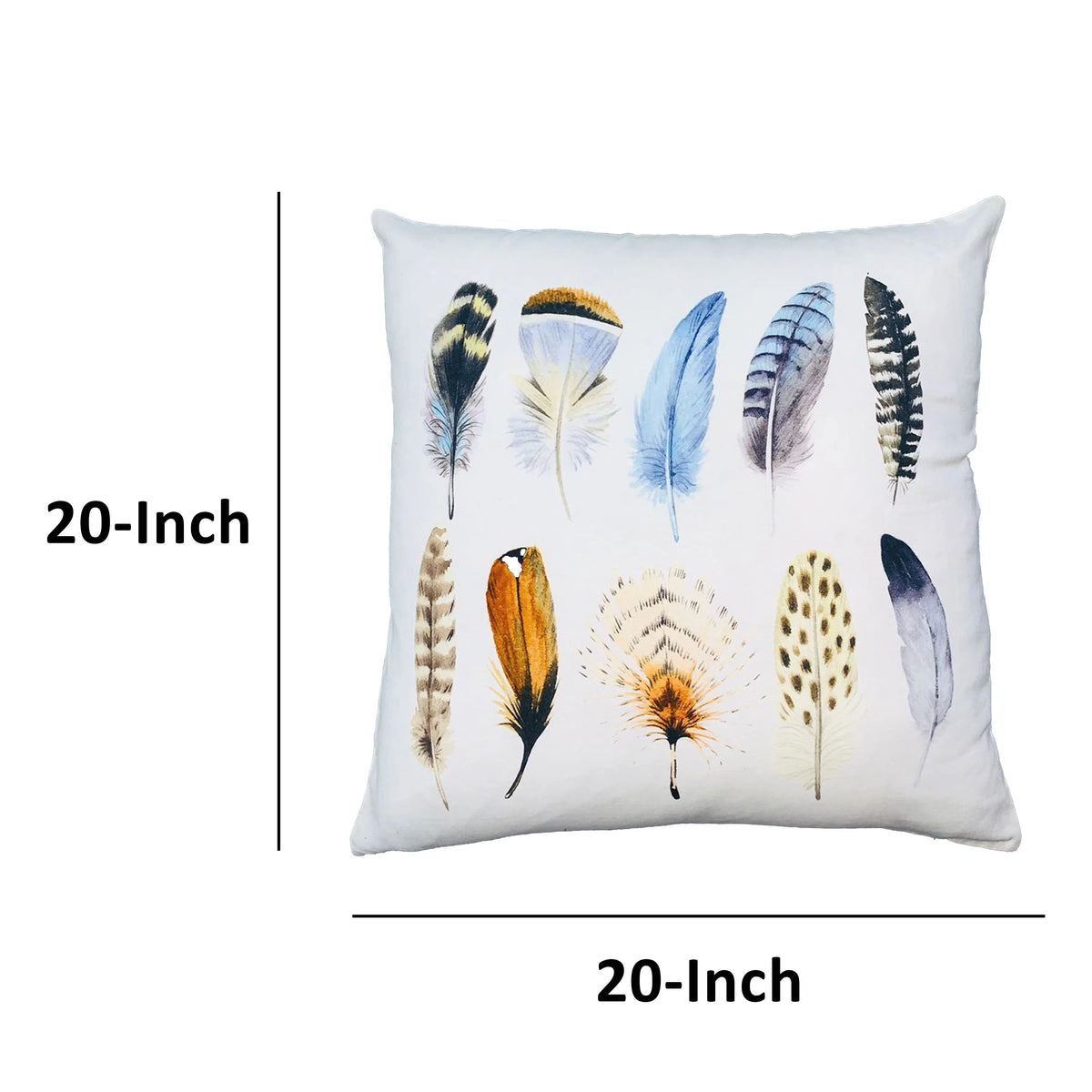 White Multicolor Cotton Throw Pillow L551