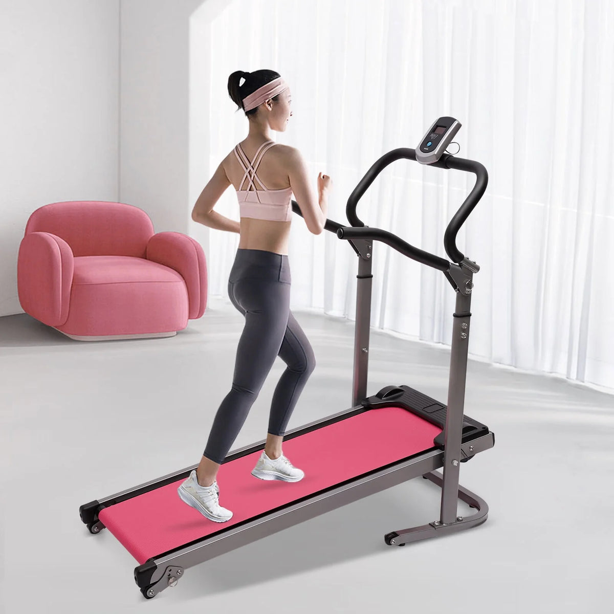 Pink Incline Folding Treadmill O535