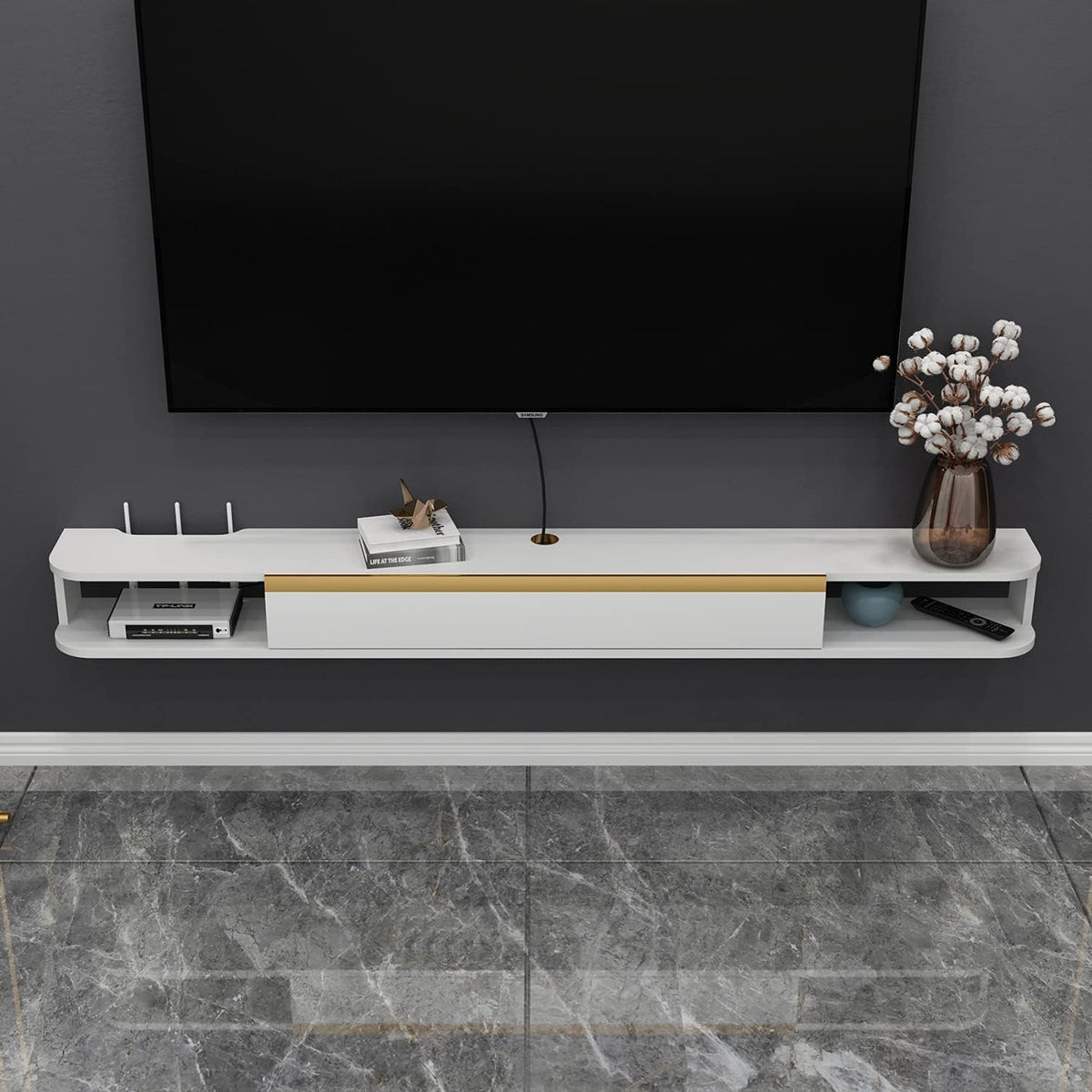 Light Gray Wall-Mounted Floating TV Stand Q8429