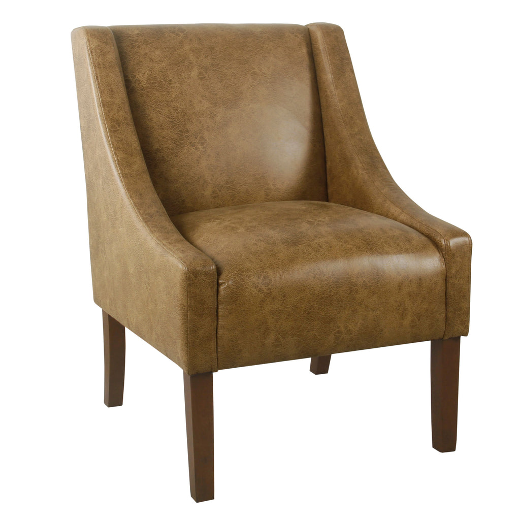 Distressed Brown Faux Leather Accent Chair Y6333