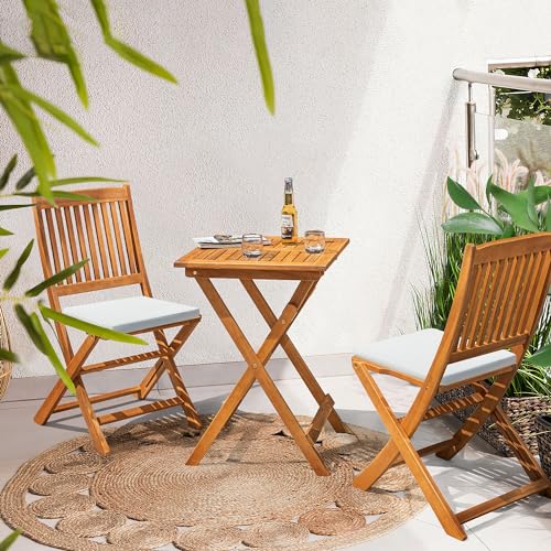 3 Piece Acacia Wood Folding Bistro Set D5688