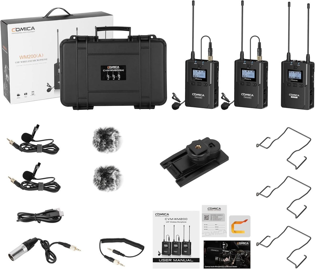 Wireless Lavalier Microphone, 96-Channel UHF Dual Lavalier Microphone System (2TX+1RX) R91134