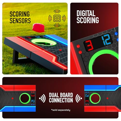 Electronic Cornhole Board Set with Auto Scoring and 8 Bean Bags X43609
