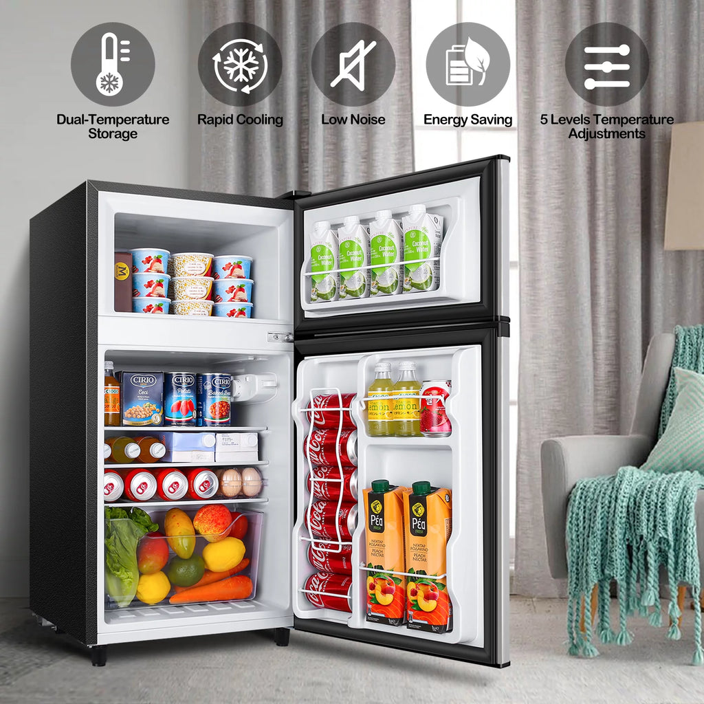 Two Door Mini Fridge with Freezer, 3.5 Cu ft P5070