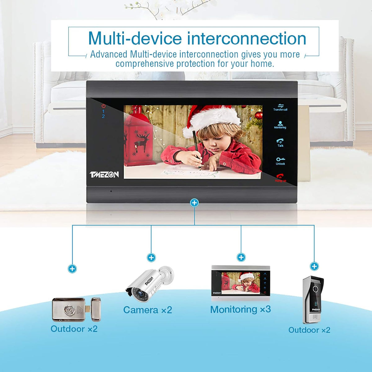Wireless WIFI Video Door Phone IP Doorbell Intercom System with Camera 7 Inch 1x1080P Wired Camera Night Vision P827157