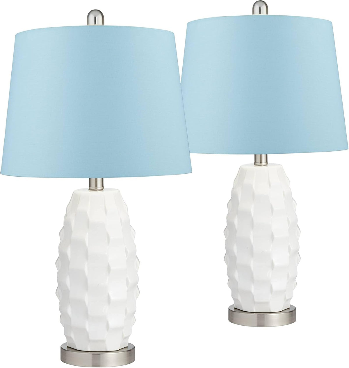 White Ceramic Table Lamps Set of 2 Y741