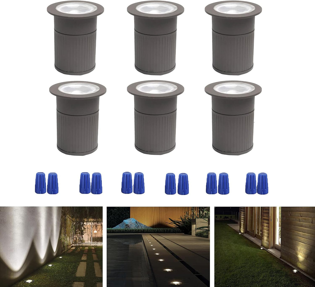 10W 12-24V IP67 Aluminum In-Ground Landscape Lights Pack of 6 Q323