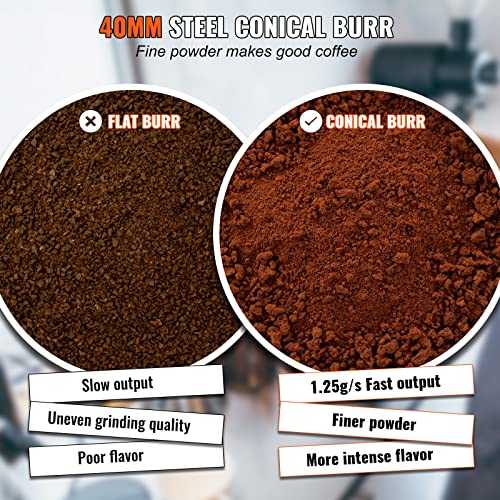 Silver Electric Conical Burr Coffee Grinder with 51 Grind Settings, 9.7 oz O6981