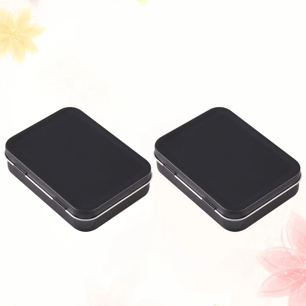 5 PCS Mini Rectangular Tin Storage Boxes with Lids Black Z5515