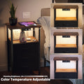 3-Tier Nightstand with Drawers and Charging Station L189