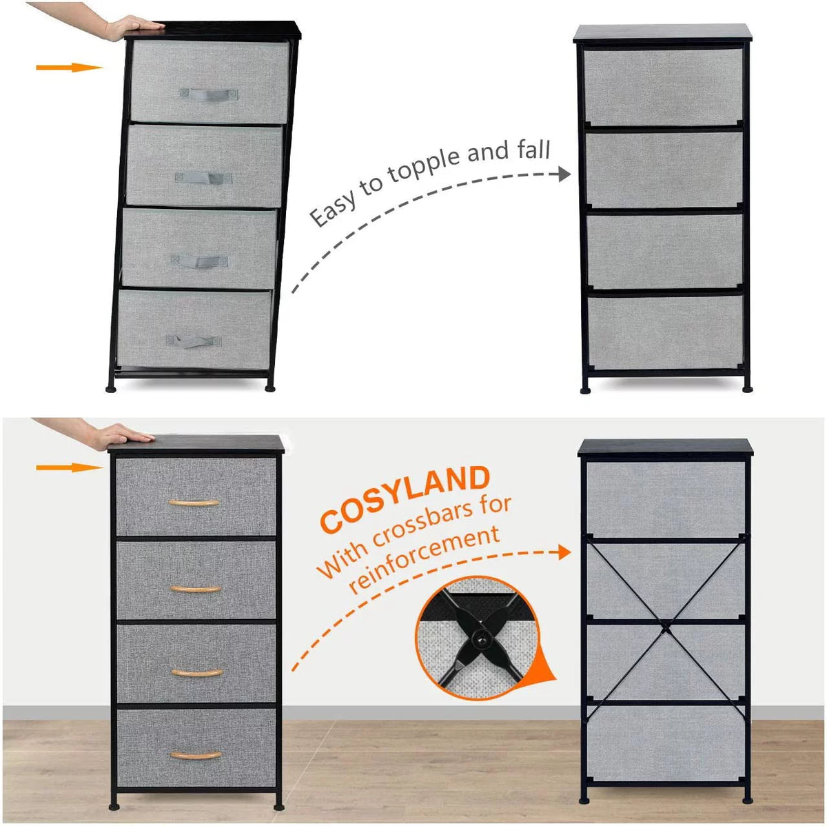 4 Drawer Fabric Dresser Storage Tower T275476