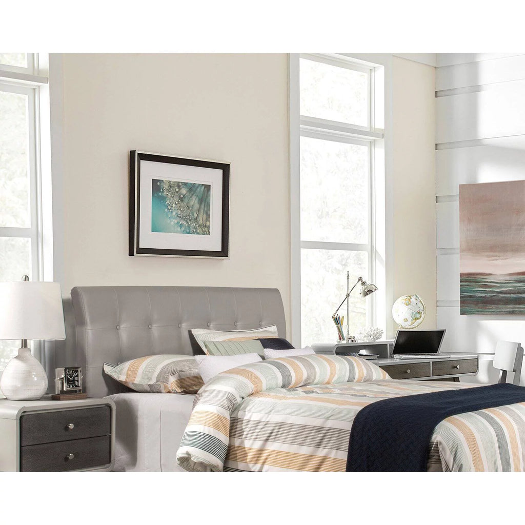 Gray Faux Leather Upholstered Queen Headboard A42656