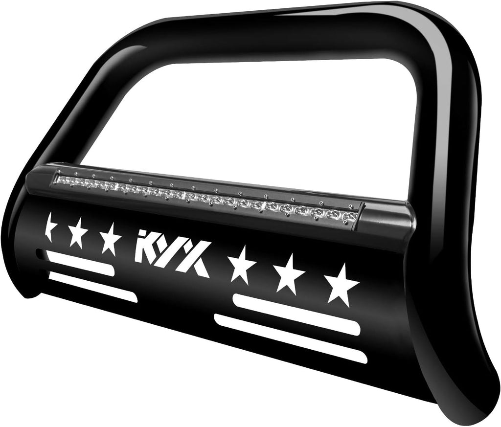 Black 3" Brush Grille Guard Front Bumper with Removable Skid Plate H389727