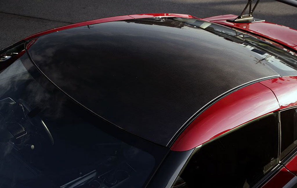 Black Carbon Fiber Roof Panel Overlay Vinyl Film I37811