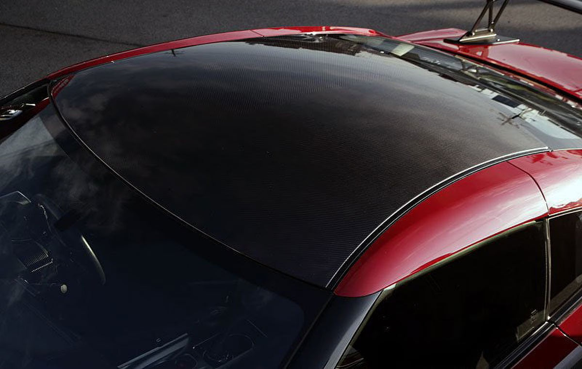 Black Carbon Fiber Roof Panel Overlay Vinyl Film I37811