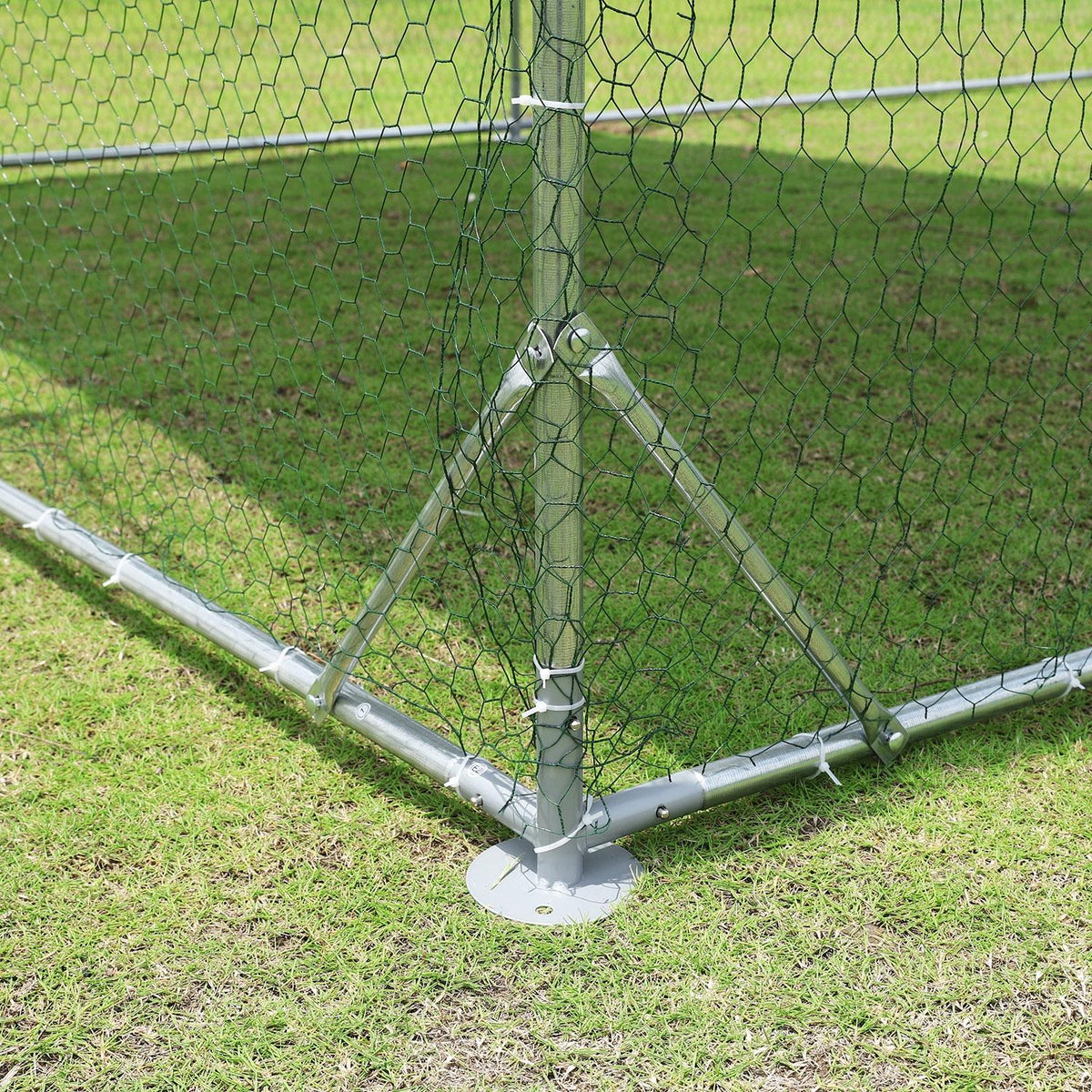 Large Metal Chicken Coop Walk-in Poultry Cage with Waterproof Cover (9.2'W x 18.7'L x 6.5'H) A85003