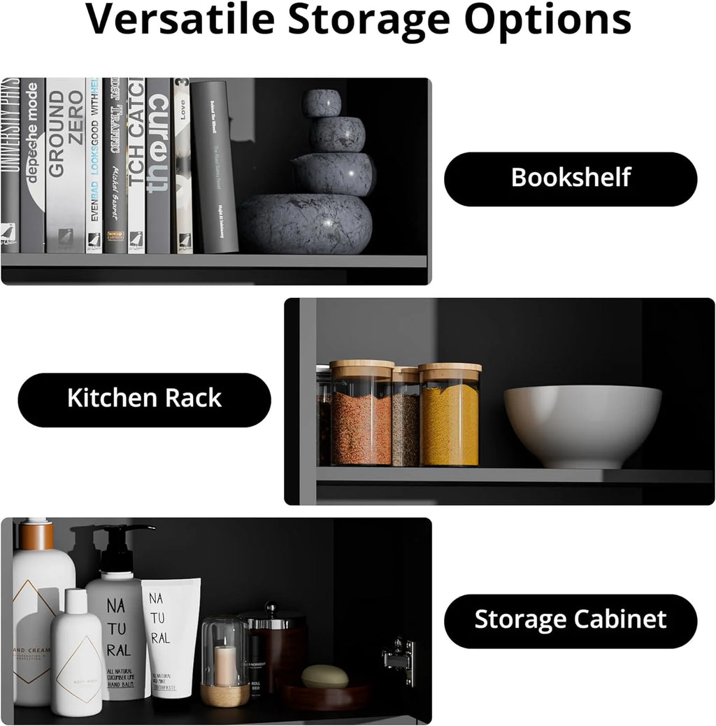 Black Wood Pantry Cabinets B283