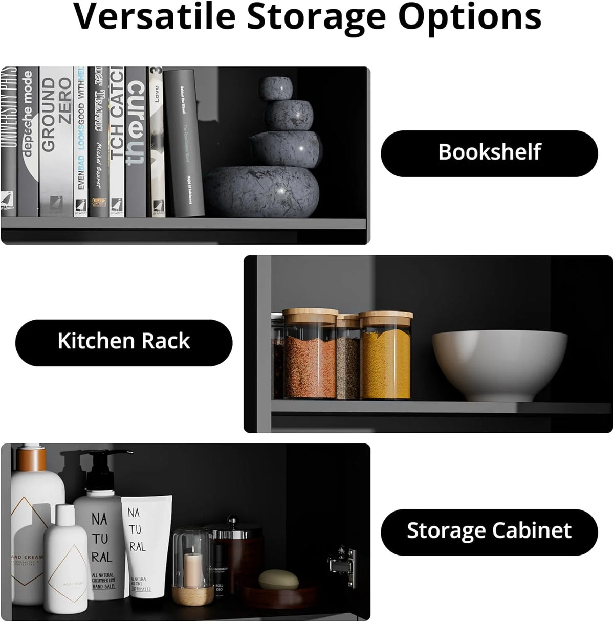 Black Wood Pantry Cabinets B283