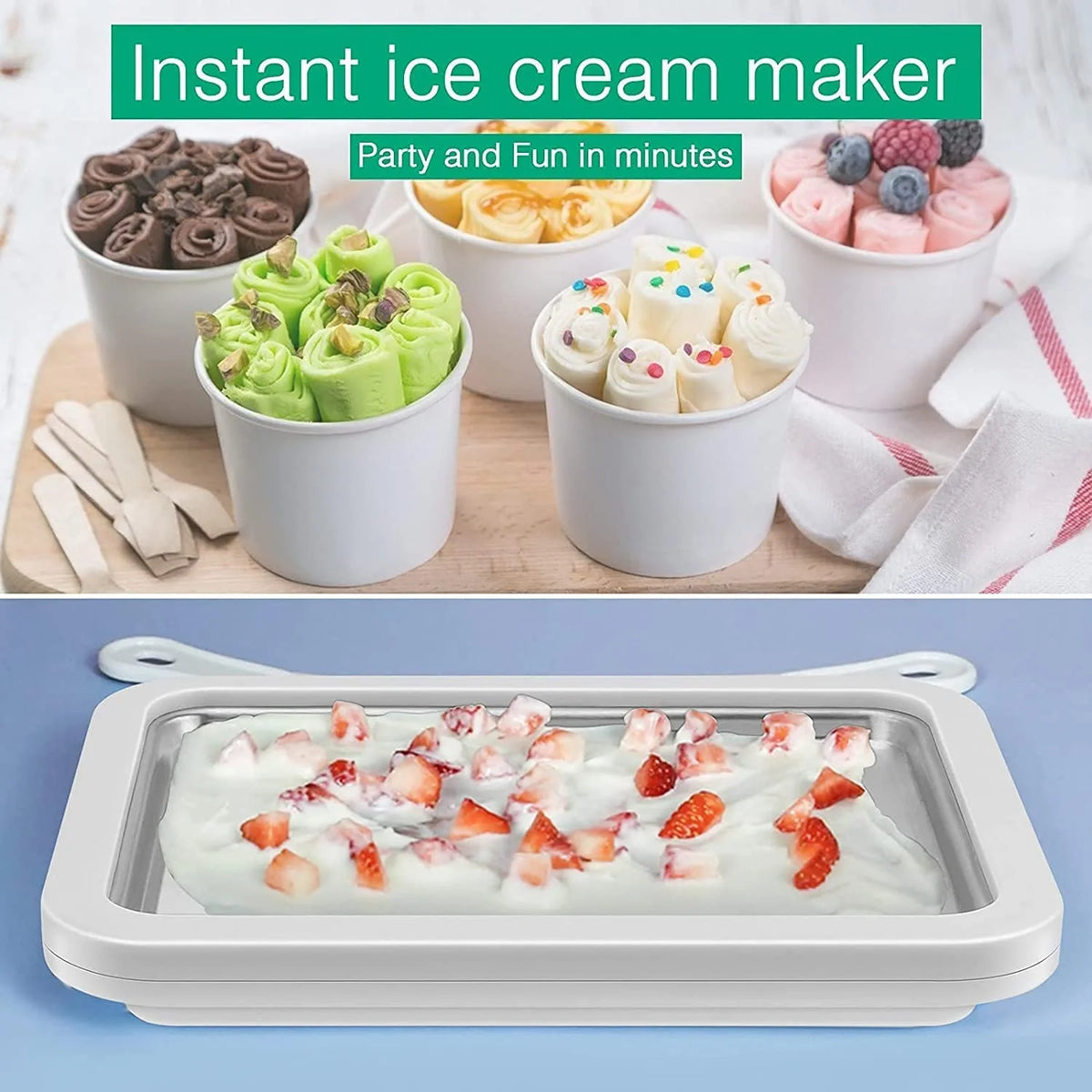 Ice Cream Roll Maker with 2 Spatulas J521