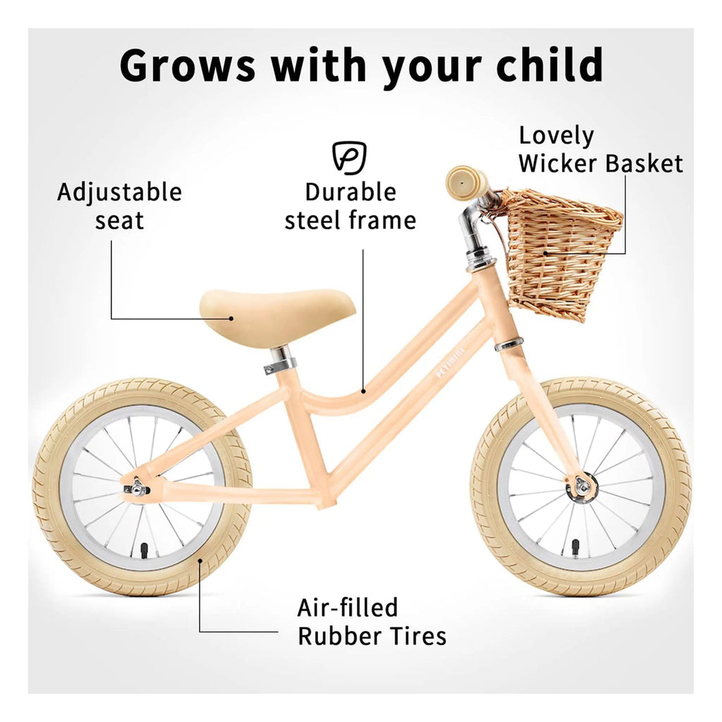 12 Inch Kids Balance Bike with Basket, Peach G60471