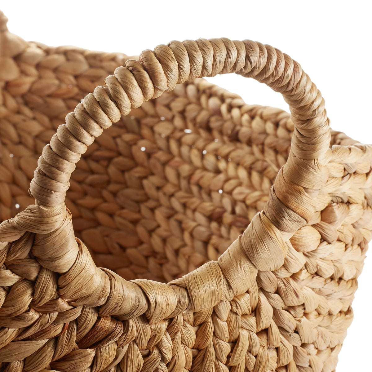 Large Woven Water Hyacinth Laundry Basket with Handles H51956