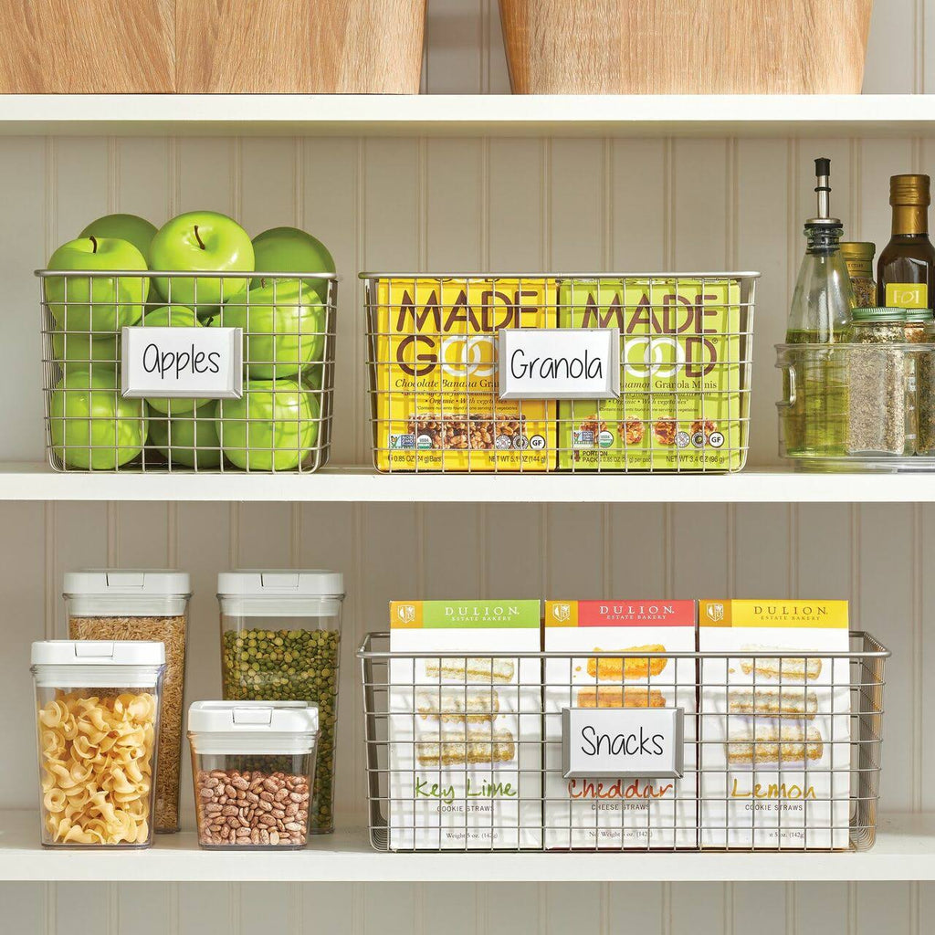 Metal Wire Food Organizer Storage Baskets with Label Slot V8895