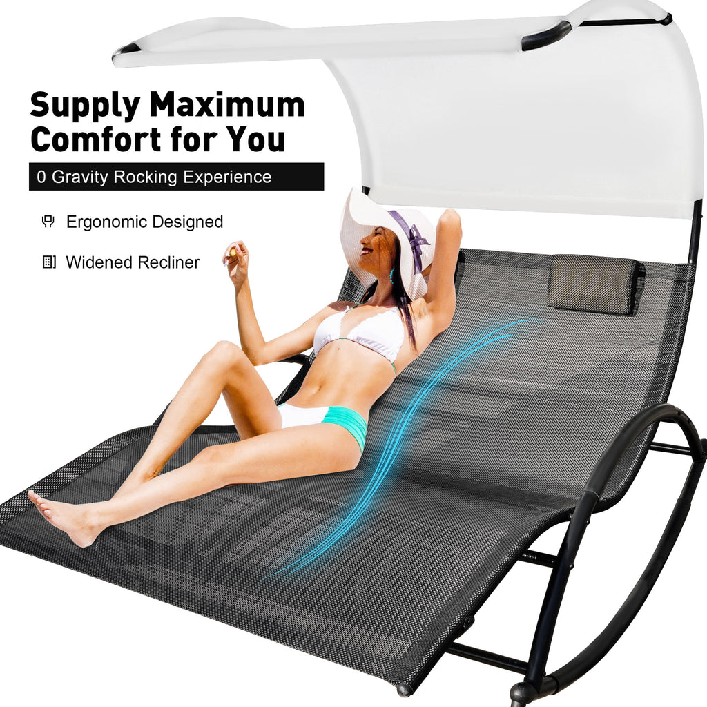 Double Chaise Lounge with Canopy and Pillows N539420