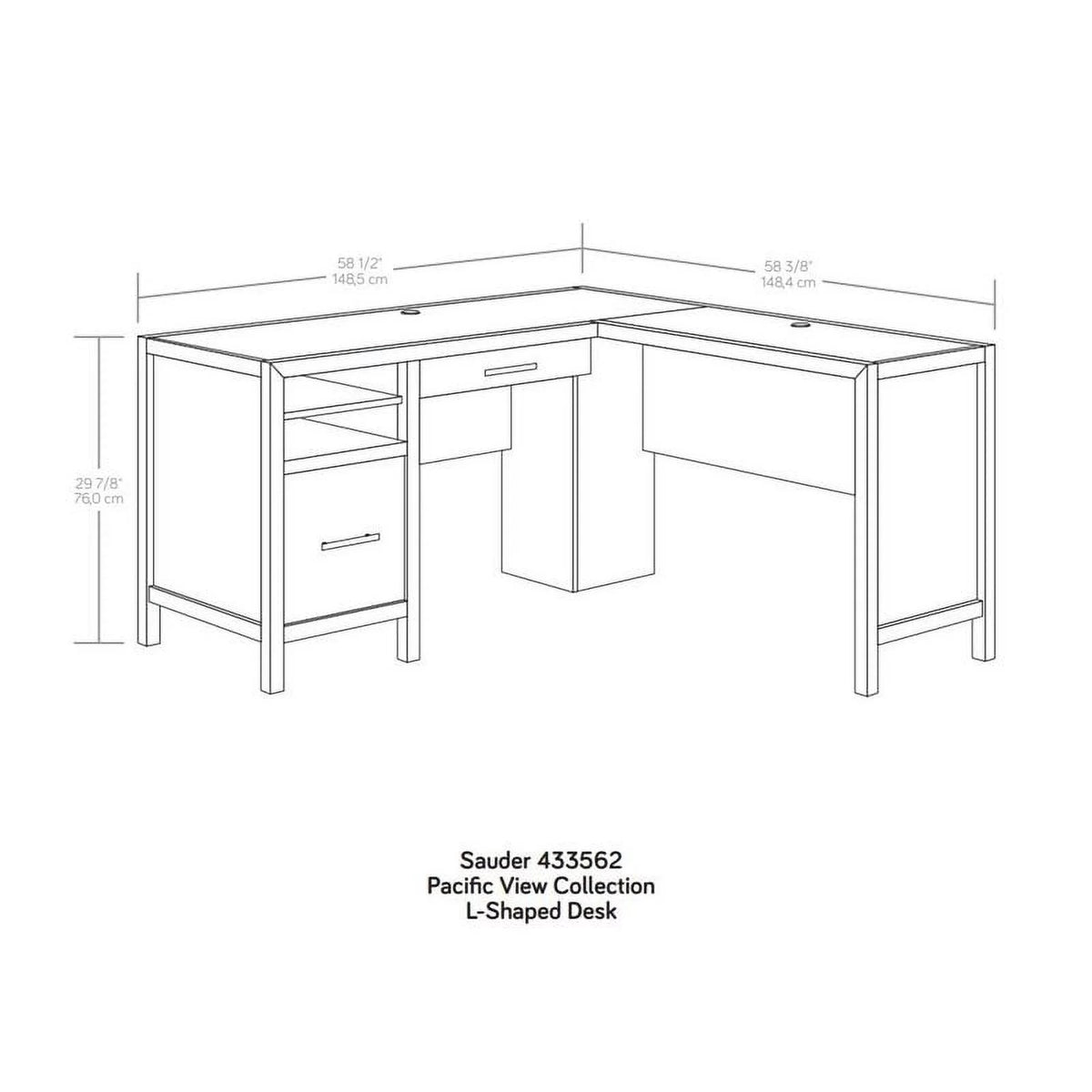 L-Shaped Engineered Wood Home Office Desk in Prime Oak C279