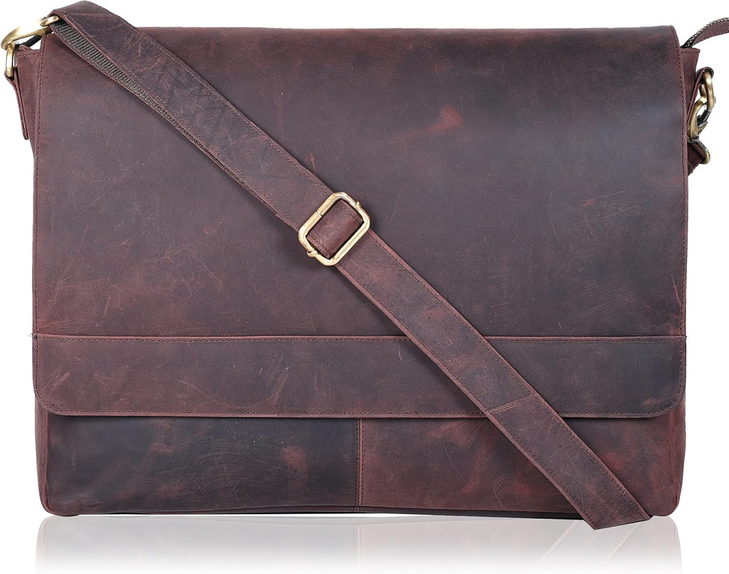 Vintage Leather Messenger Bag Document Briefcase Satchel B248363