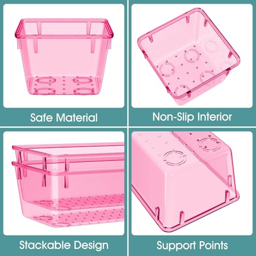 25 PCS Clear Plastic Drawer Organizer Set, 4 Sizes E225568