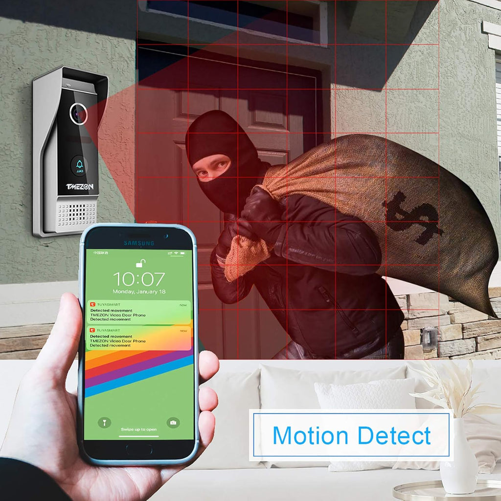 Wireless WIFI Video Door Phone IP Doorbell Intercom System with Camera 7 Inch 1x1080P Wired Camera Night Vision P827157