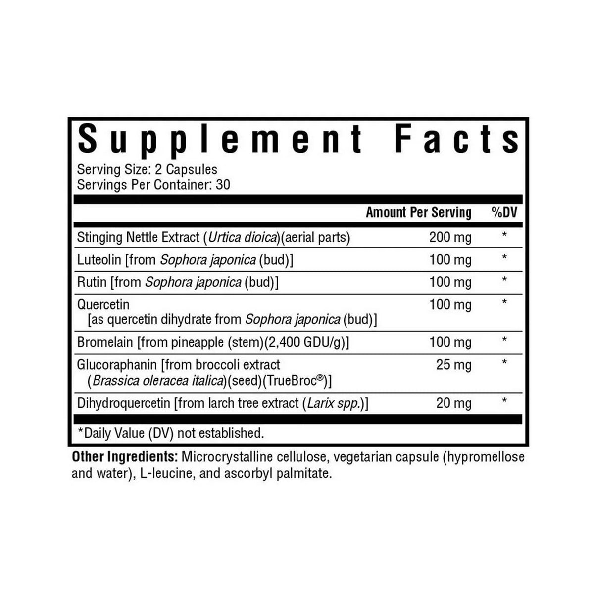 Histamine Support with Bioflavonoids, Nettle, Quercetin, Rutin, Bromelain, 60 Capsules M939