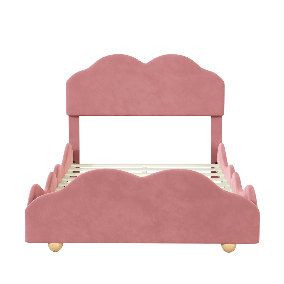 Dark Pink Upholstered Full Size Platform Bed Frame with Headboard B202681