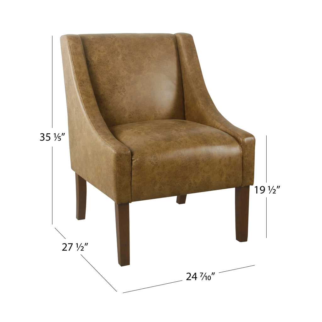 Distressed Brown Faux Leather Accent Chair Y6333
