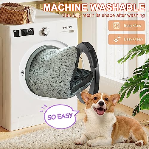 Grey Washable Plush Dog Bed, 35"x23" B679