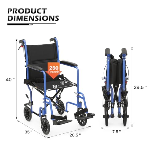 Lightweight 16 Inch Seat Wheelchair with Locking Hand Brakes H25318