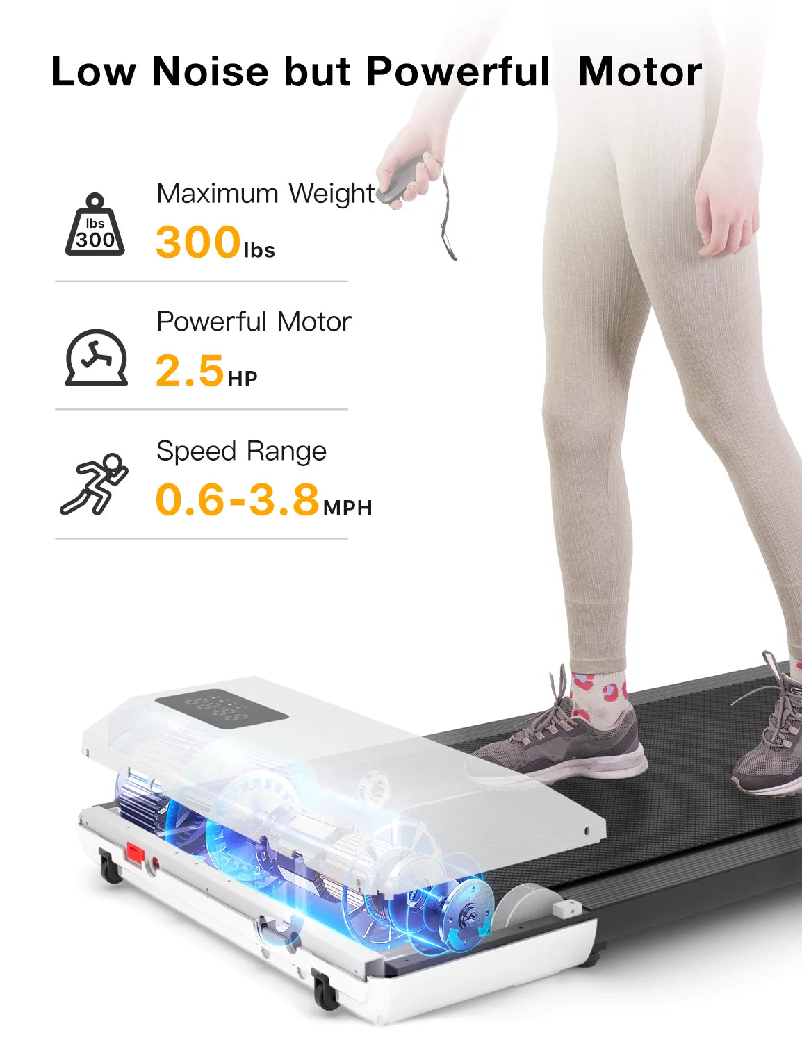 2.5Hp Walking Pad Under Desk Treadmill with Remote Control and LED Display E13166