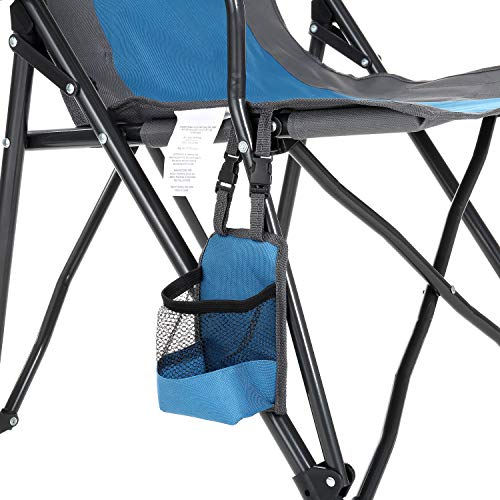 Tan & Gray Heavy-Duty Folding Camping Quad Chair with Cup Holder E3757