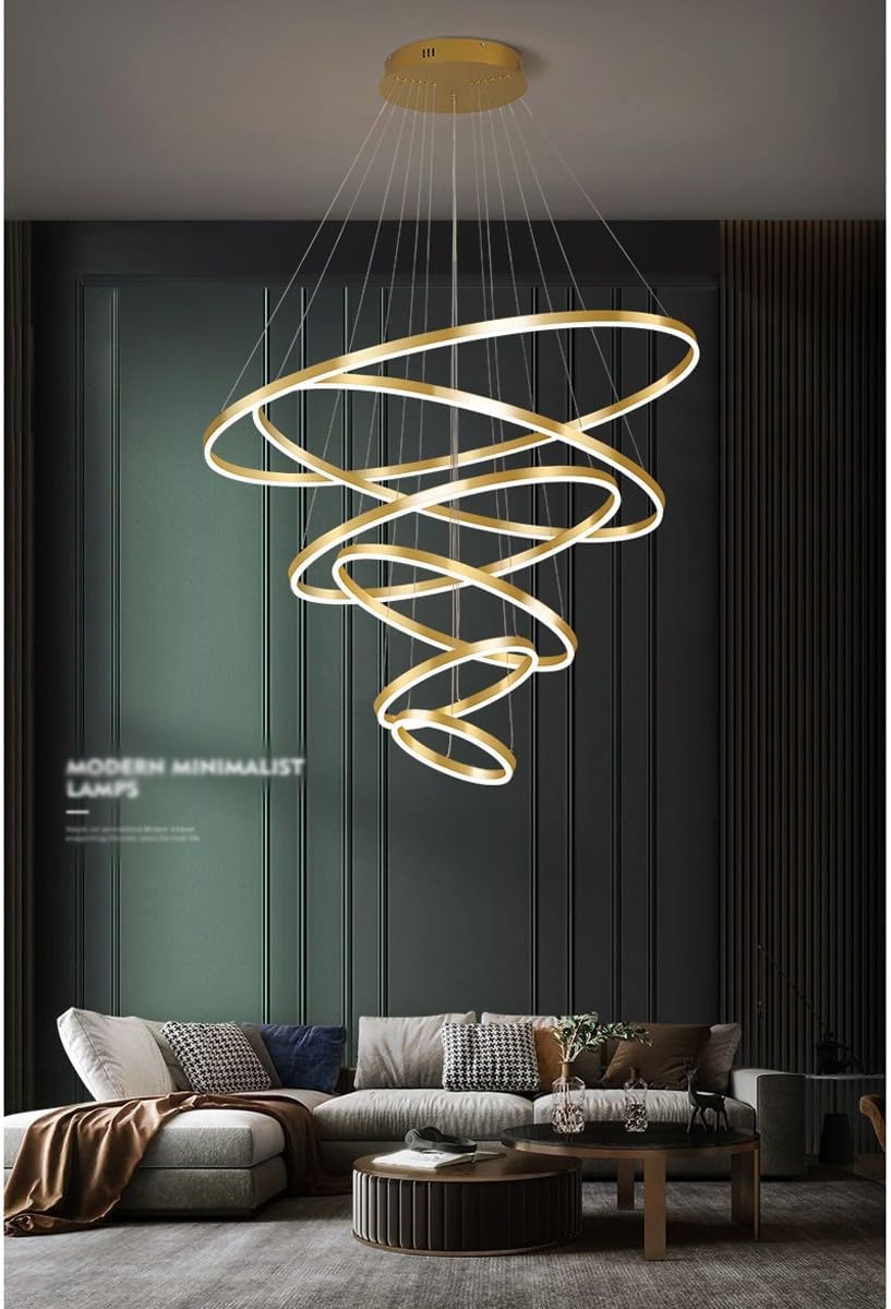 6 Rings Gold LED Chandelier with Remote Control D615