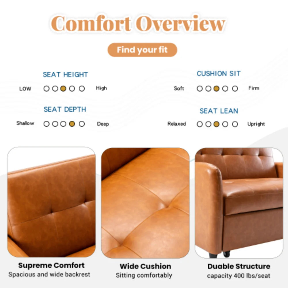 51" Convertible Sleeper Bed, Adjustable Oversized Armchair with Dual USB Ports T5198