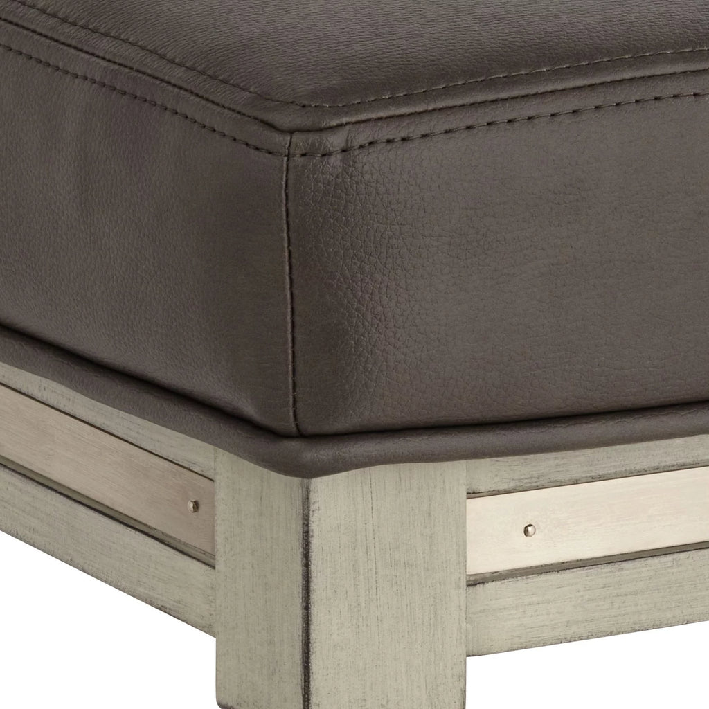 Wood Bar Stool Gray Faux Leather Footrest N2092
